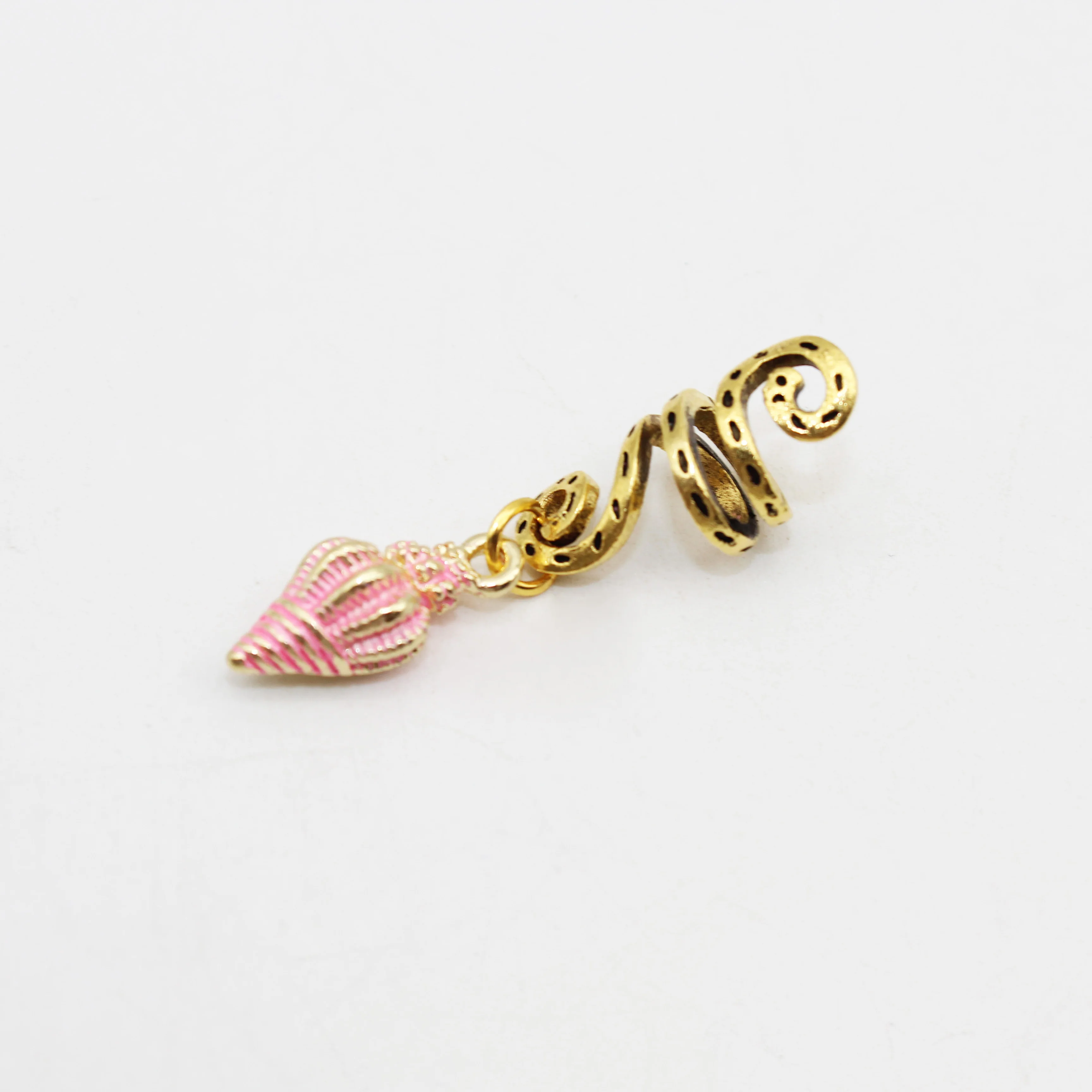 Jachon golden hair rings braid cuffs braids dreadlock Retro alloy drop oil conch pendant headpiece hair accessories