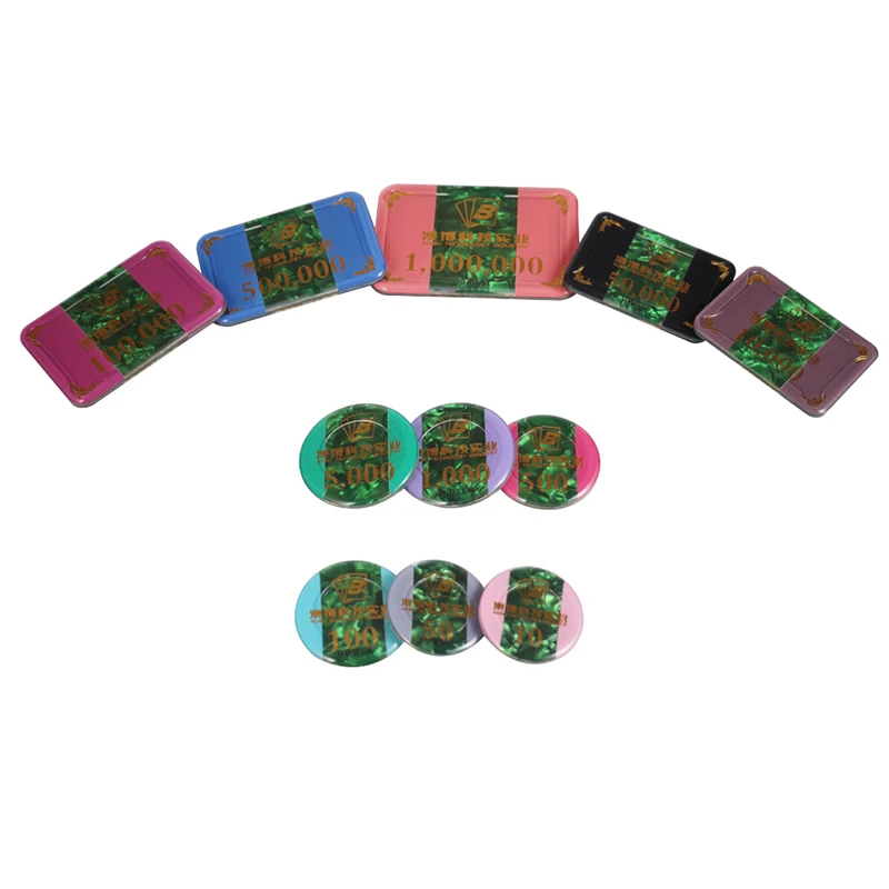 AOBO High Quality Bronzing Acrylic Poker Chip Plaque Customized Acrylic Chip For Casino Table Games