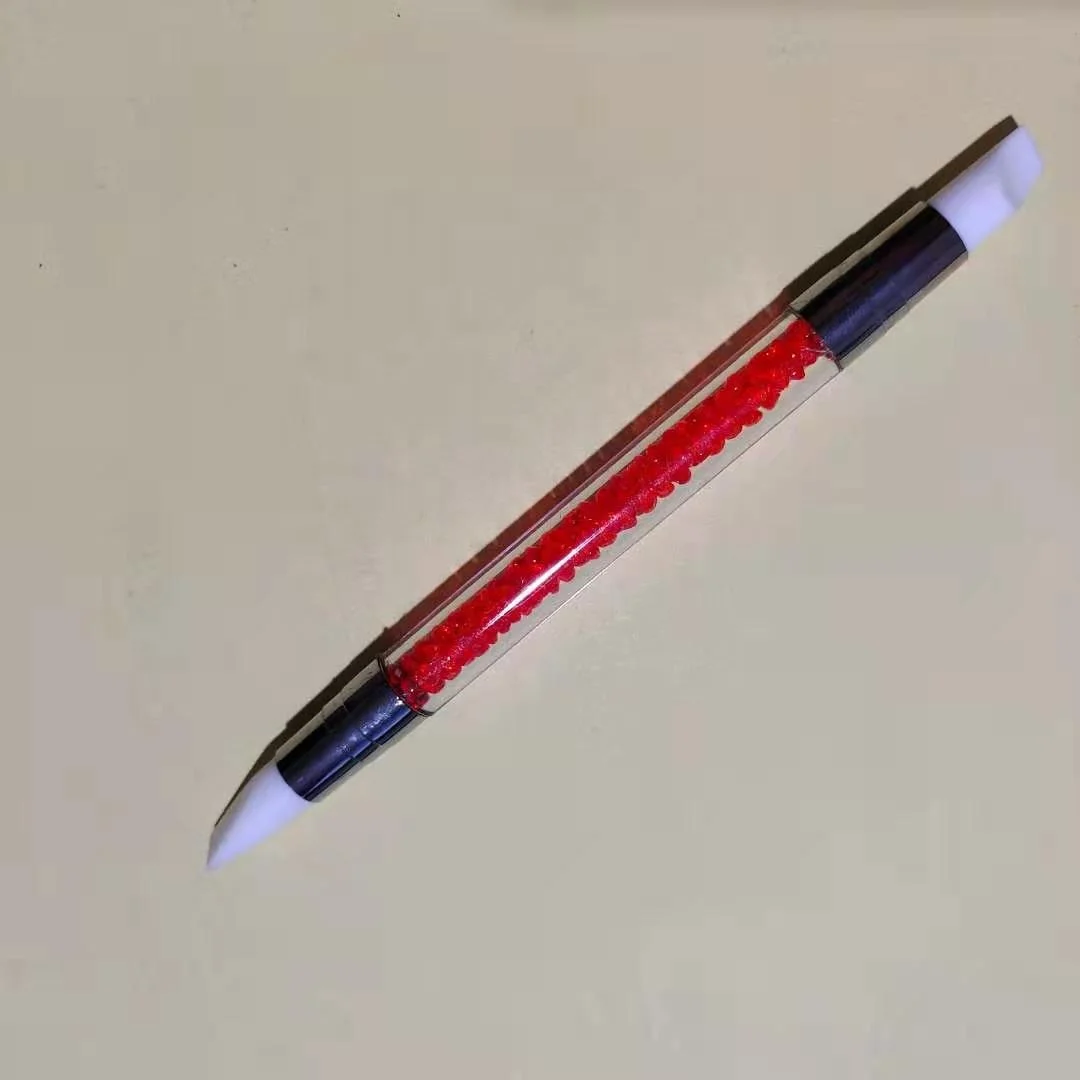 Wholesale two-headed dual tipped nail art silicone pen acrylic rhinestone handle carving brushes sculpture pen