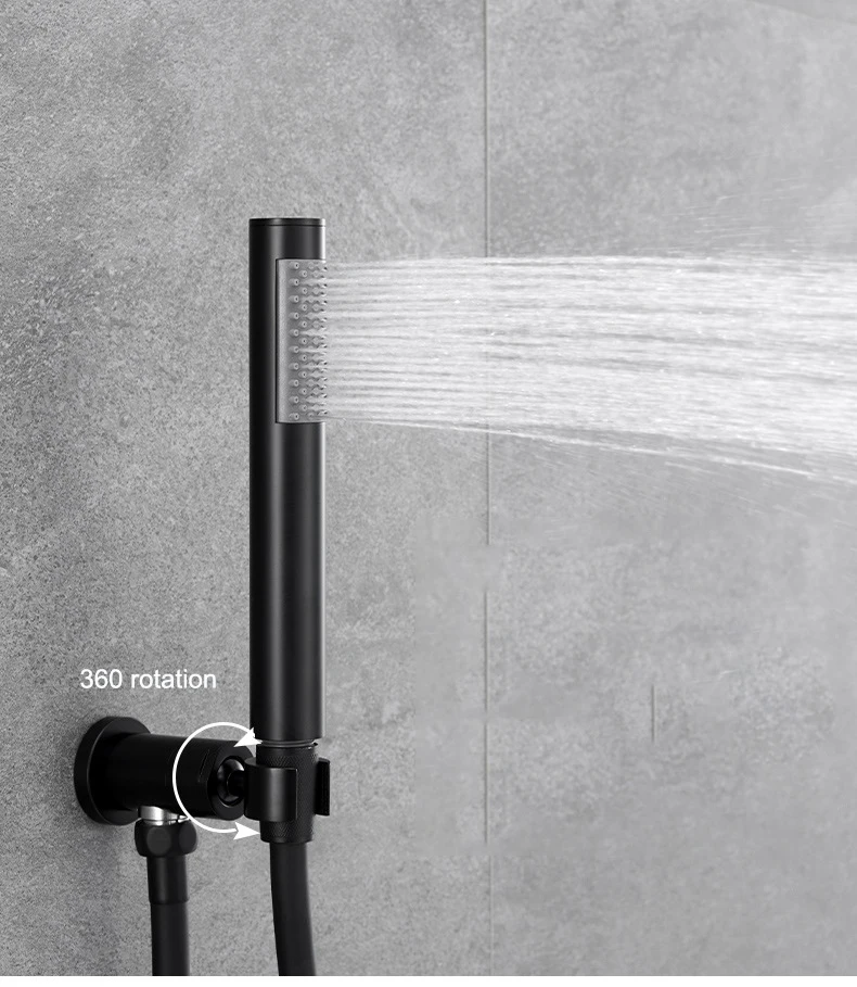 Concealed Wall Hanging Top Head And Hand Shower Curtain Set Two Functions Hot Cold Mixing Bathroom shower Faucet