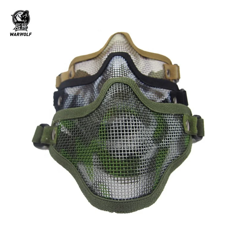 Single belt carbon steel half face military tactical combat customized paintball masks for sale