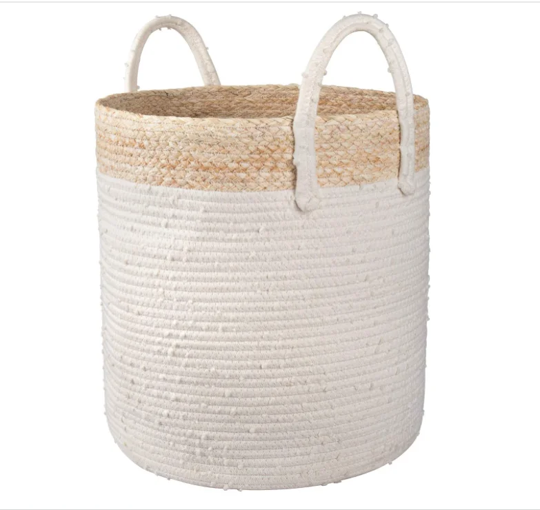 2021 новый дизайн Экологически чистая индивидуальная Оптовая Продажа Дешевая Бестселлер прочная хлопковая веревка и корзина с кукурузной шелушкой для домашнего хранения