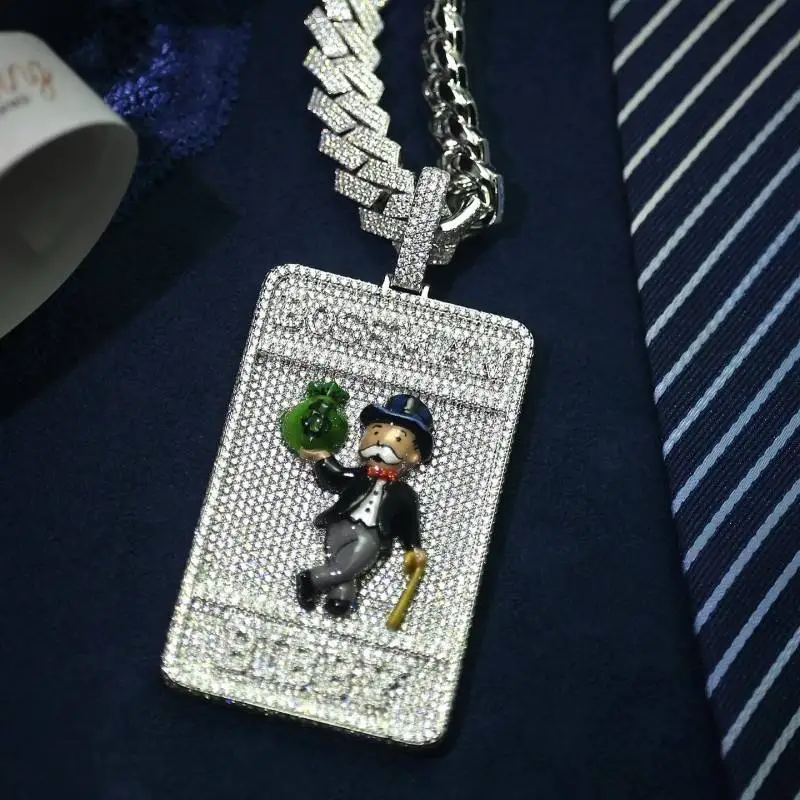 Factory Custom Enamel 3D S925 Sterling Silver 10k 14k 18k Solid Gold Iced out Moissanite Diamond Jesus Hip Hop Pendant