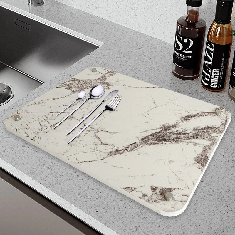 Hot Selling Marble Patterned fast Drying Super Absorbent  NonSlip  diatomaceous earth bath mat bath stone ma for Sink
