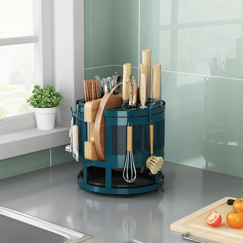 New Design 360 Degree Knife Holder Counter-top Kitchen Multi-function Knife Stand Carbon Steel Knife Holder