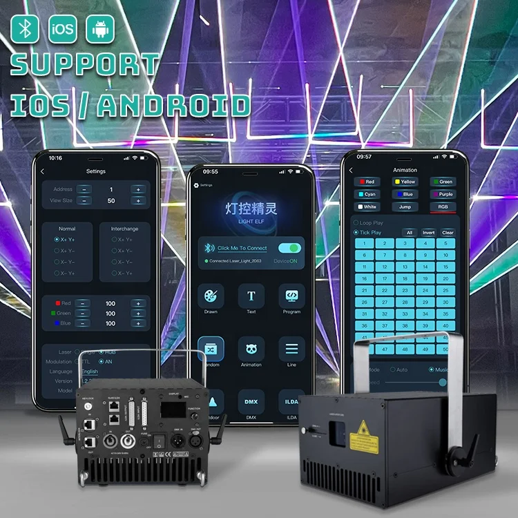 Party music dmx controller dmx512 stage bluetooth app 15w animation laser light wedding