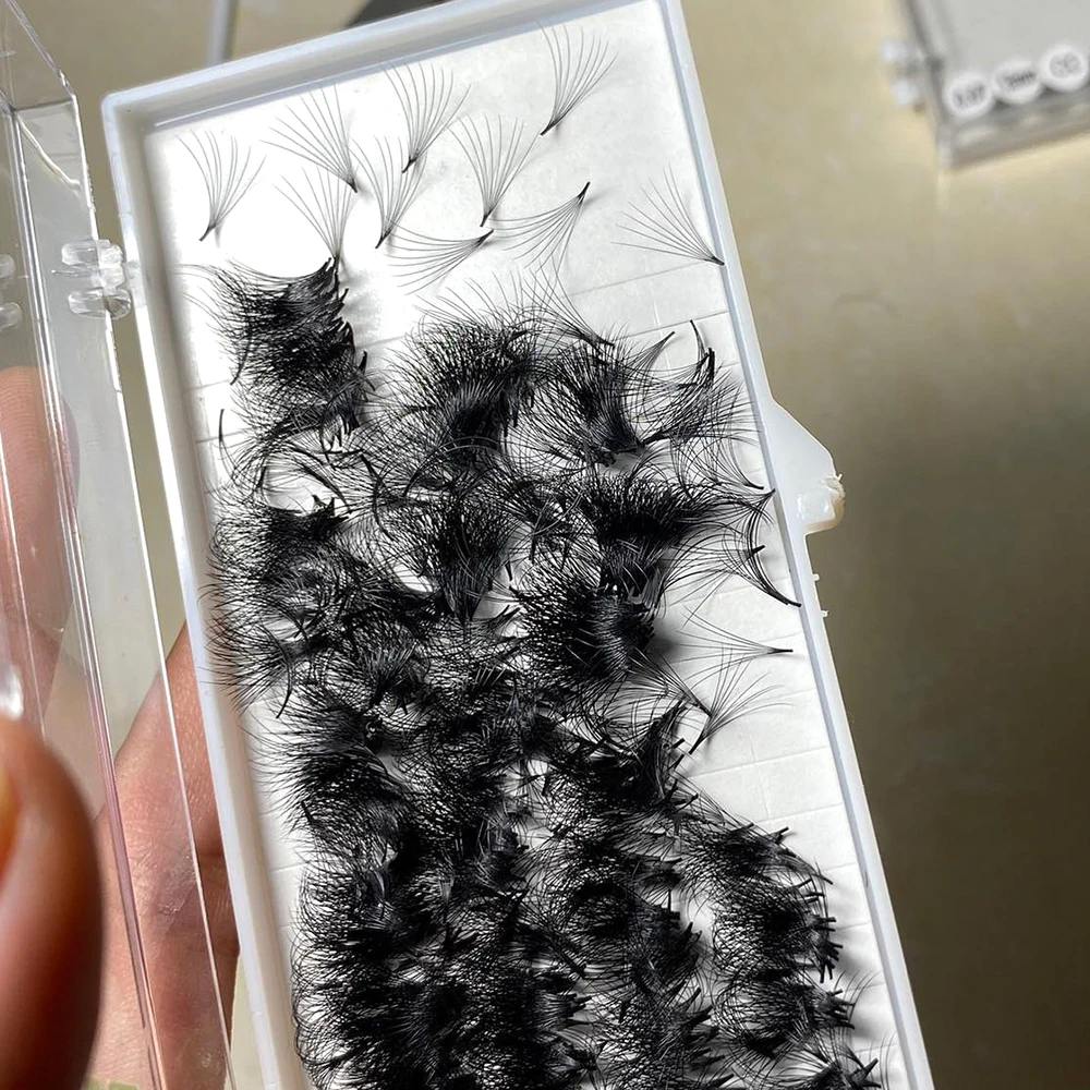 Group Premade Pre Made Loose Lash Premade Fans Black 20 Premade Fans Eyelash Loosing Fans Packaging