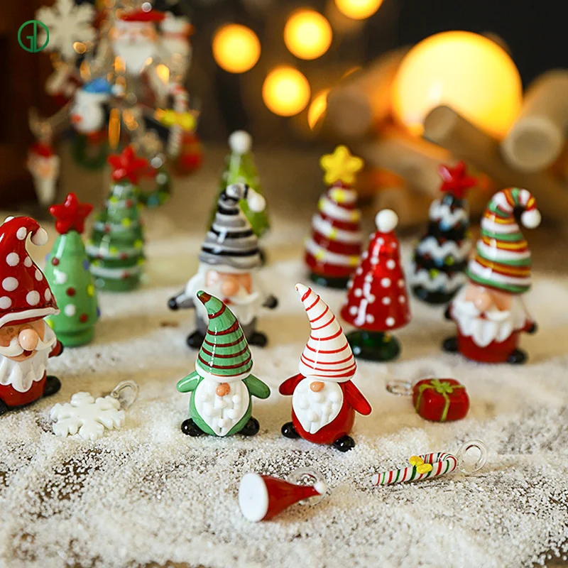 Modern Glass Knick-Knacks Room Decor  Christmas tree Santa Claus decorations Figurine Model Craft Sculpture For Living Room