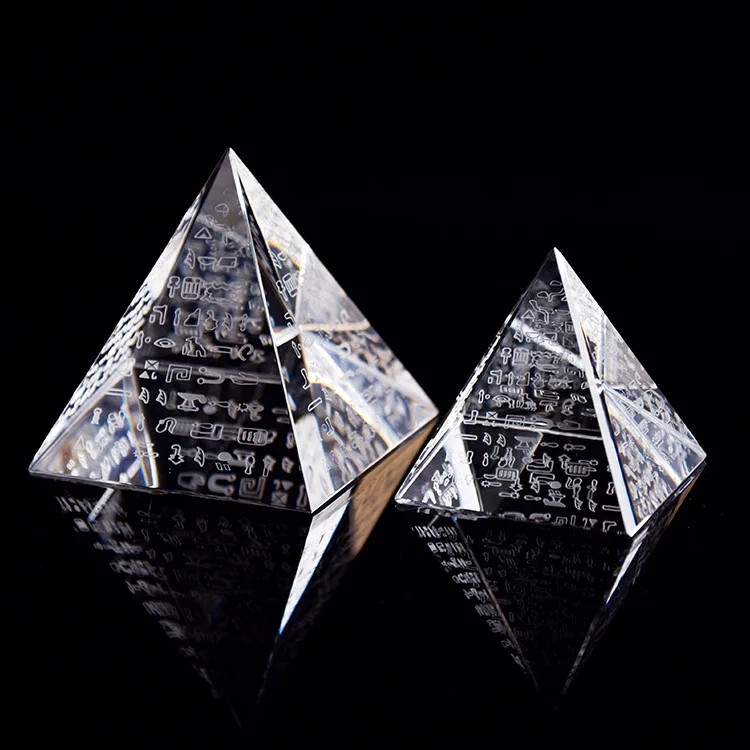wholesale Religious Gift Egypt K9 Laser Engraving Crystal Pyramid