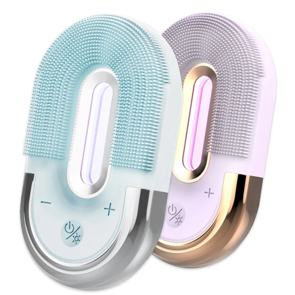 Hot Selling Electric Heated Silicone Cleansing Introducer Face Wash Ultrasonic Face Wash Brush Mini Facial Cleansing Brush