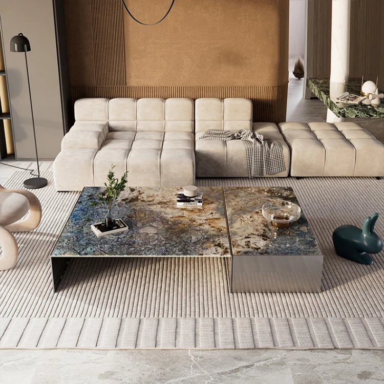 Contemporary design 2 Square tables Bronze metal antique stainless steel coffee table modern luxurious