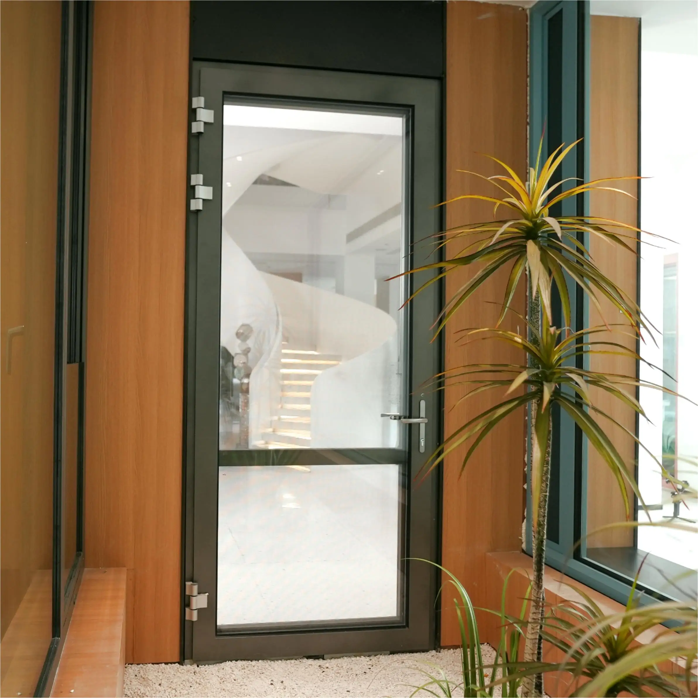 LEAWOD умная деревянная дверь алюминиевая распашная деревянные двери для патио