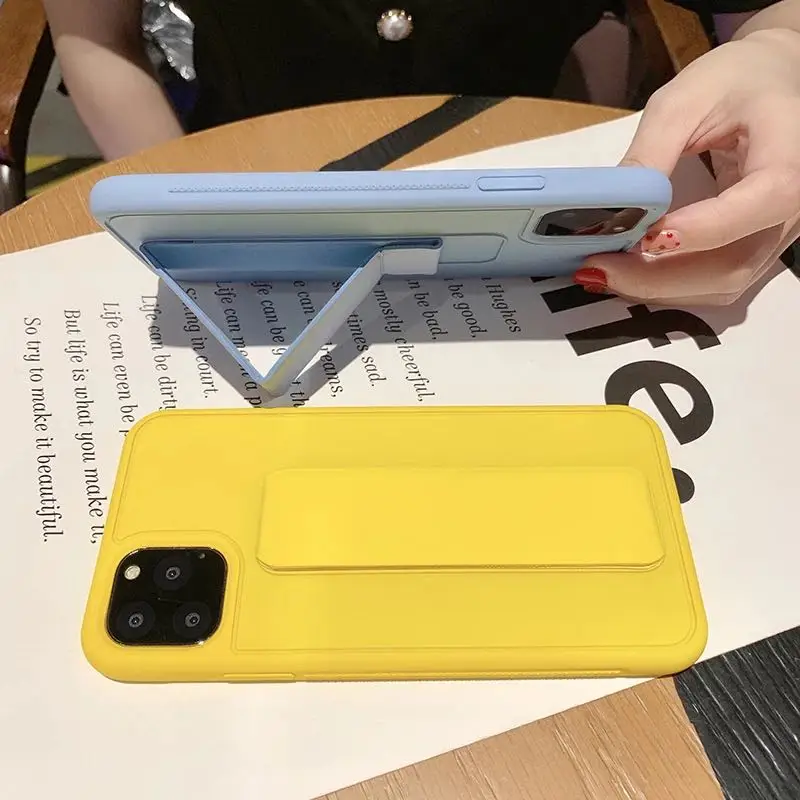 PU leather candy color magnetic Phone Case For Iphone 13 12 11 Pro Max  hand wrist strap stand holder back cover  phone case