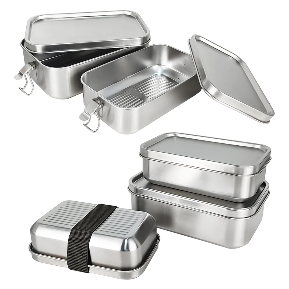 LIHONG High Quality 304 Metal Storage Box Bento Box 304 Stainless Steel Lunch Box