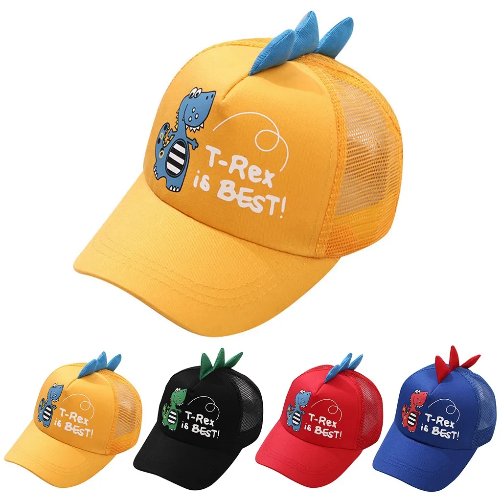 Fashion Adjustable Kids Baby Boy Girls Hat Dinosaur Embroidered Sport  Baseball  Summer Beach Sun Peaked Hat