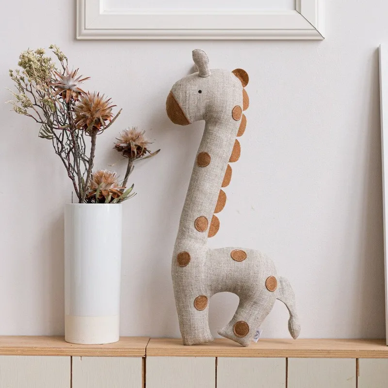 Ins Cotton Fabric OEM Stuffed Animal Doll Dot Giraffe Baby Sleeping Animal Pillow Baby Gift Children Soothing Dolls