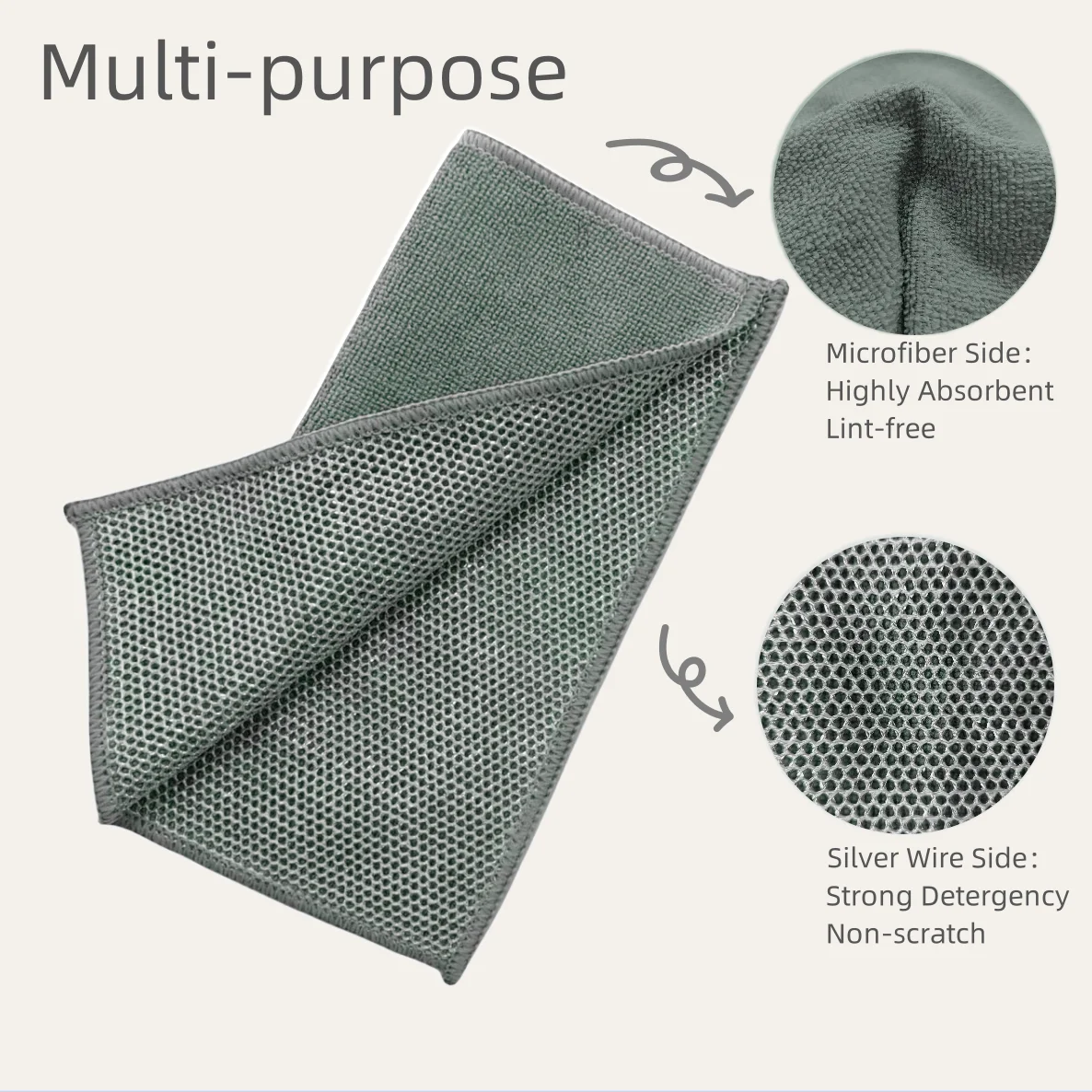 Microfiber Dish Cloths  Kitchen Silver Wire Mesh Scour  Microfiber Scrubbing Dish Cloths Microfiber Cleaning Cloths For