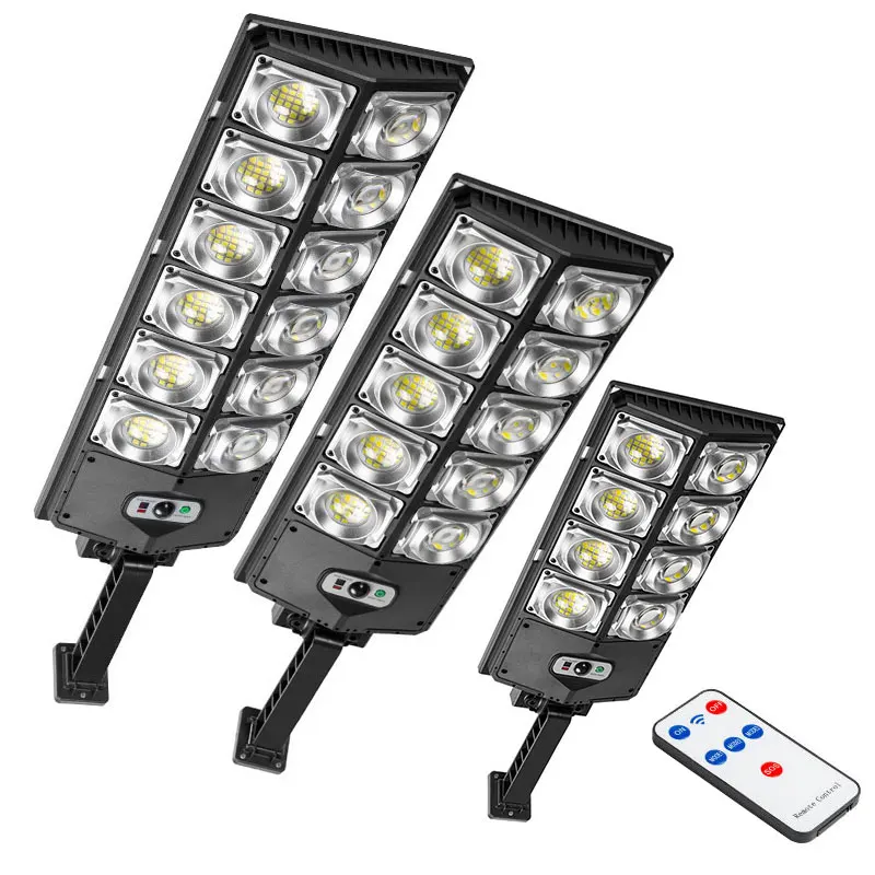 Solar Street Lights Outdoor Waterproof 8000LM High Brightness Dusk to Dawn LED Lamp with Motion Sensor Remote Control for Garden