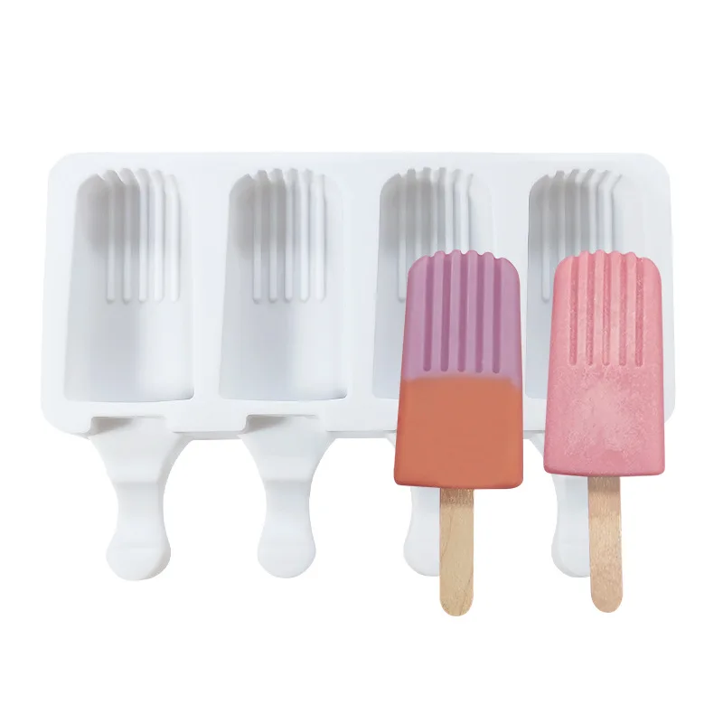 DUMO Tassel Silicone Ice Cream Mold 4 Cells 8 Hole Food Grade DIY Square Popsicle Mold Ice Cube Tray Silicone