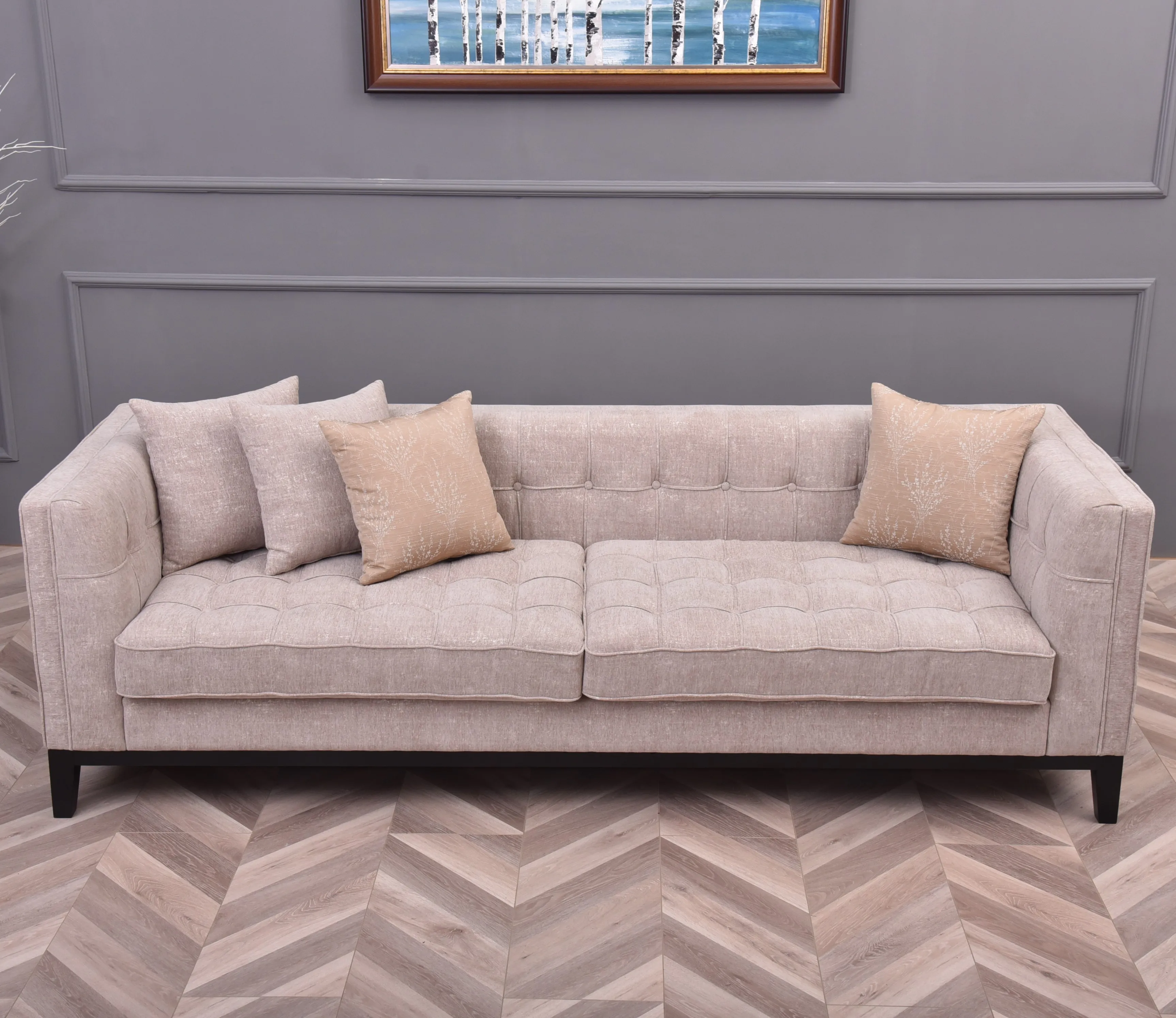 american desig fabric beige upholstered sofa 3 seater sofa set chesterfeild for living room MF1872