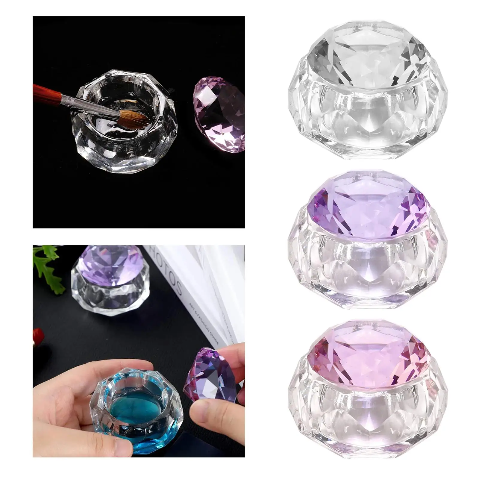 Crystal Acrylic Liquid Dish Dappen Dish Glass Cup with Lid Bowl for Powder Monomer Nail Art Tool Kit Manicure Styling Tools