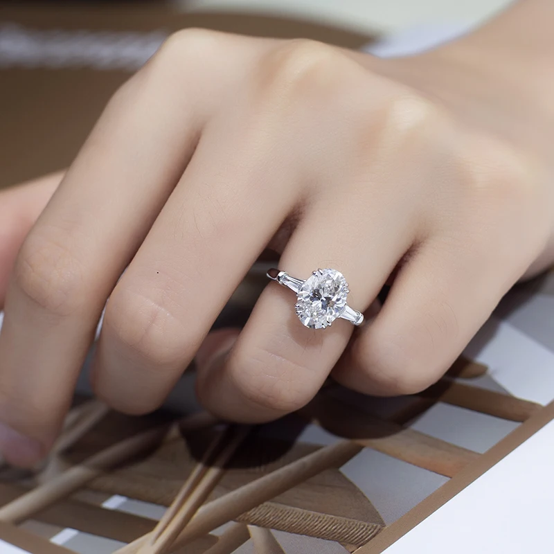 Messi Jewelry MSR-1294 IGI lab diamond ring 1.8ct oval lab diamond 18k gold ring engagement wedding band classic gift band