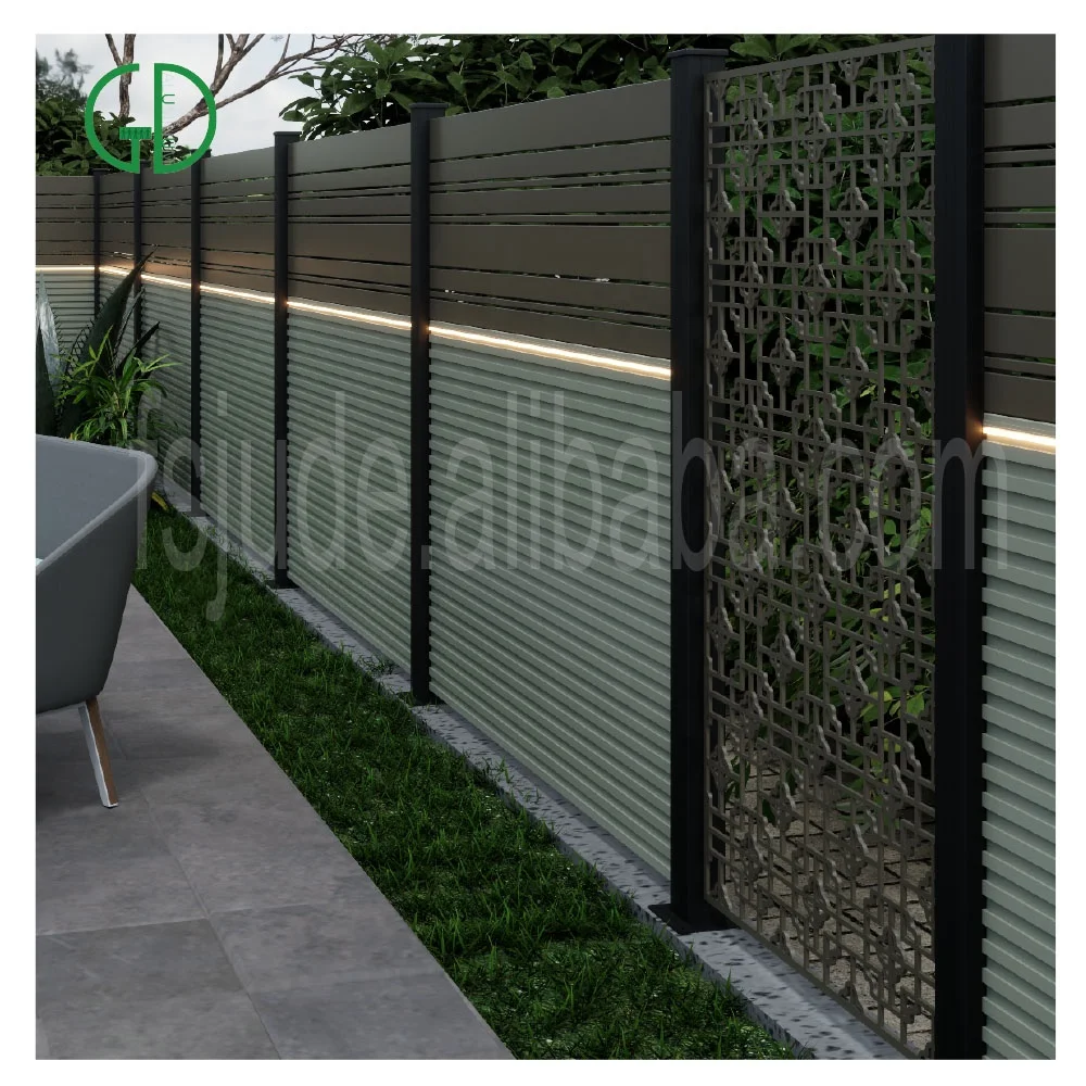 GD garden swimming pool privacy lowes modern slat used modular horizontal corrugated decorative aluminum fence panels outdoor