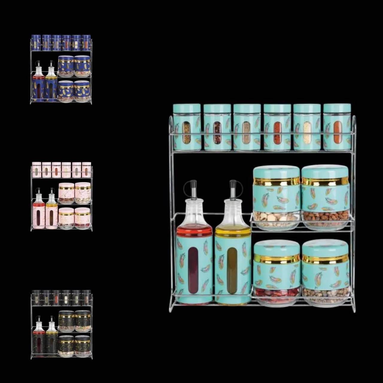 12 pcs spices herbs products kitchen multifunction spice rack glass canister for spices