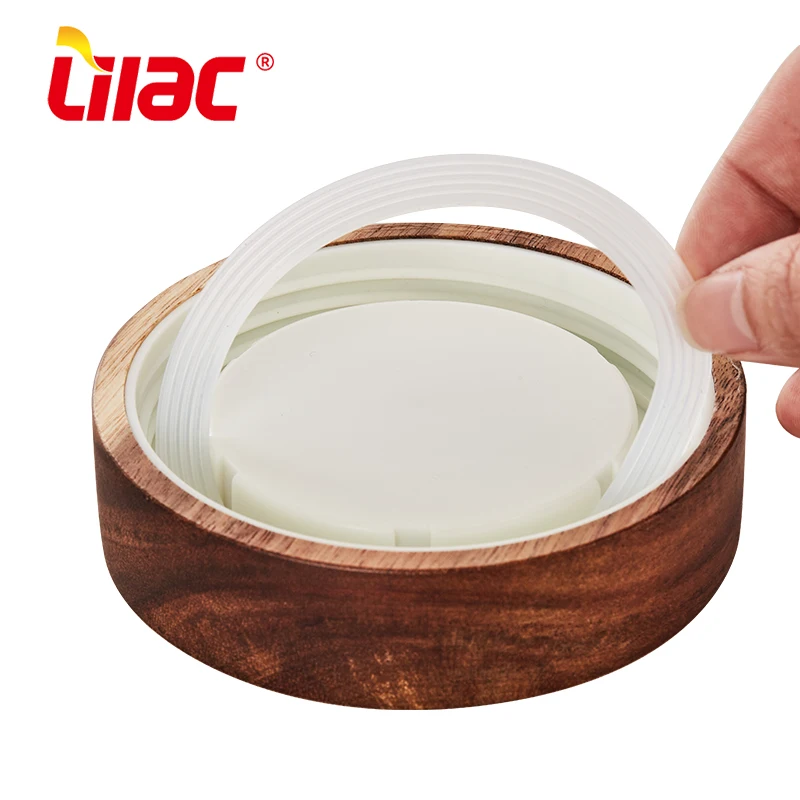 Lilac bsci sgs lfgb 1200ml glass container best home and kitchen accessories wooden lid large glass jars with lids for food