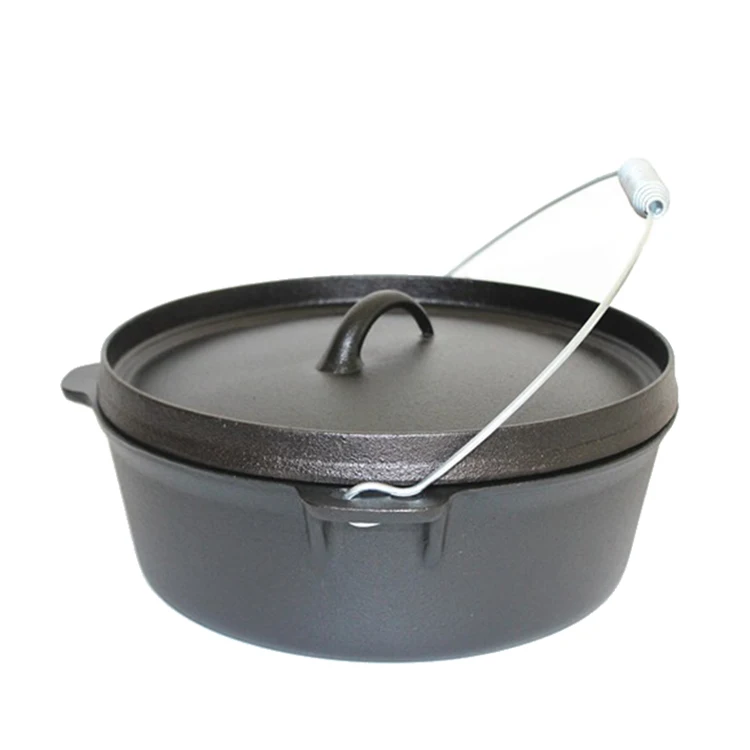 Flat bottom camping Pre-seaseoned Cast iron bbq Dutch oven