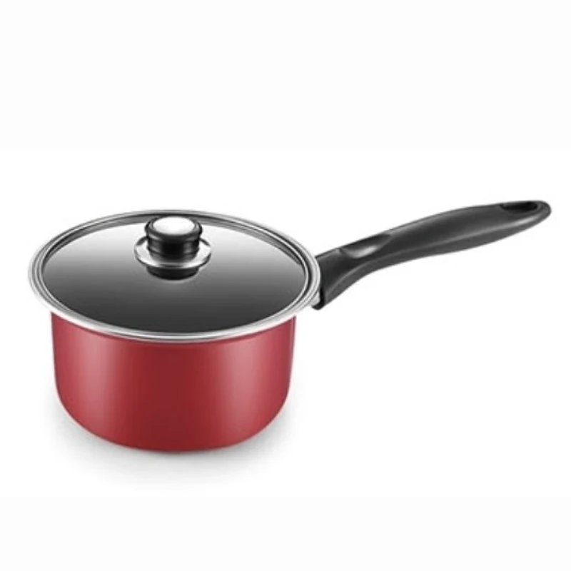 Factory wholesale 17cm red soup pot with bakelite handle glass cover