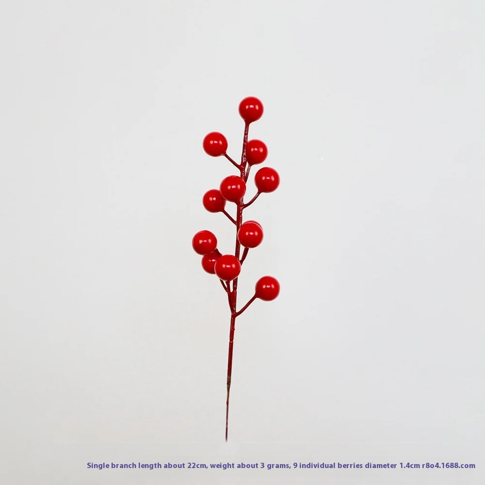 12 Red Berry Fruits Holly Decorations Fortunate Christmas & Halloween Wholesale Simulated Fruit for Home Party & Wedding Use