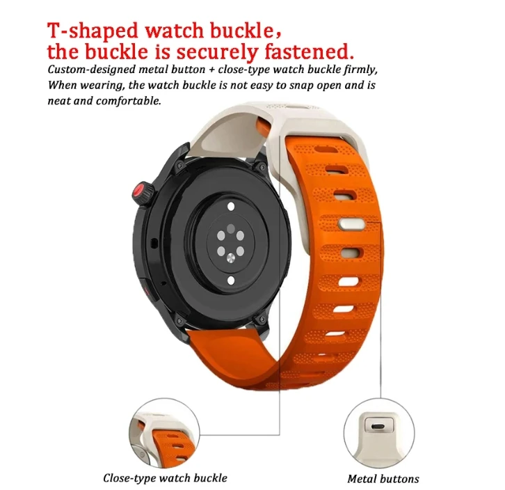 20 мм 22 ремешок для часов Amazfit Bip 3 3Pro GTR 2 4 GTS 2e 4mini силиконовый Samsung Galaxy Watch3 4/5/5Pro 42 46
