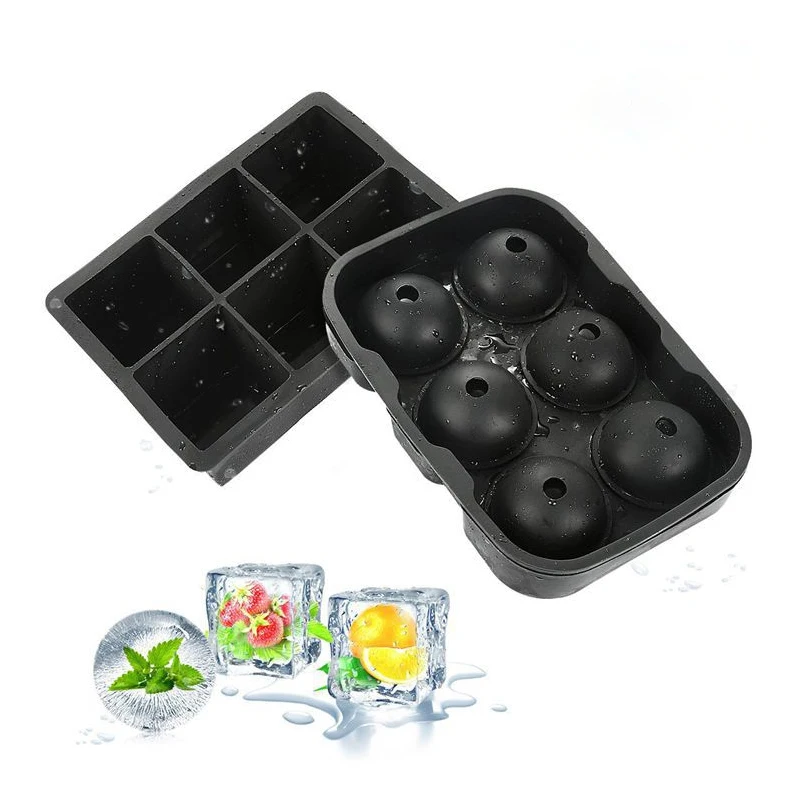 Custom 6 Hole Ice Hockey Silicone Mold Ice Ball Cube Tray Whiskey Sphere Silicone Ice Ball Mold With Lid