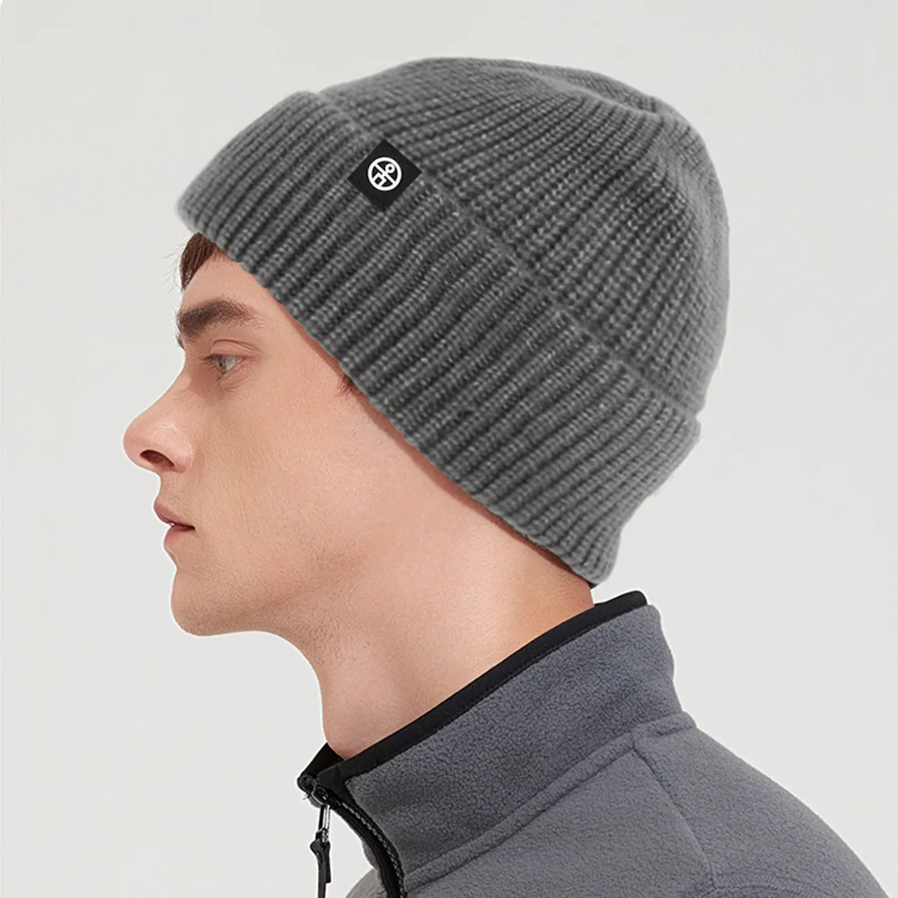 Custom LOGO Patch Black Knitted Beanie Hats Warm Knit Gorros Skull Cap Embroidery Cuffed Winter Beanie Hat for Women Men