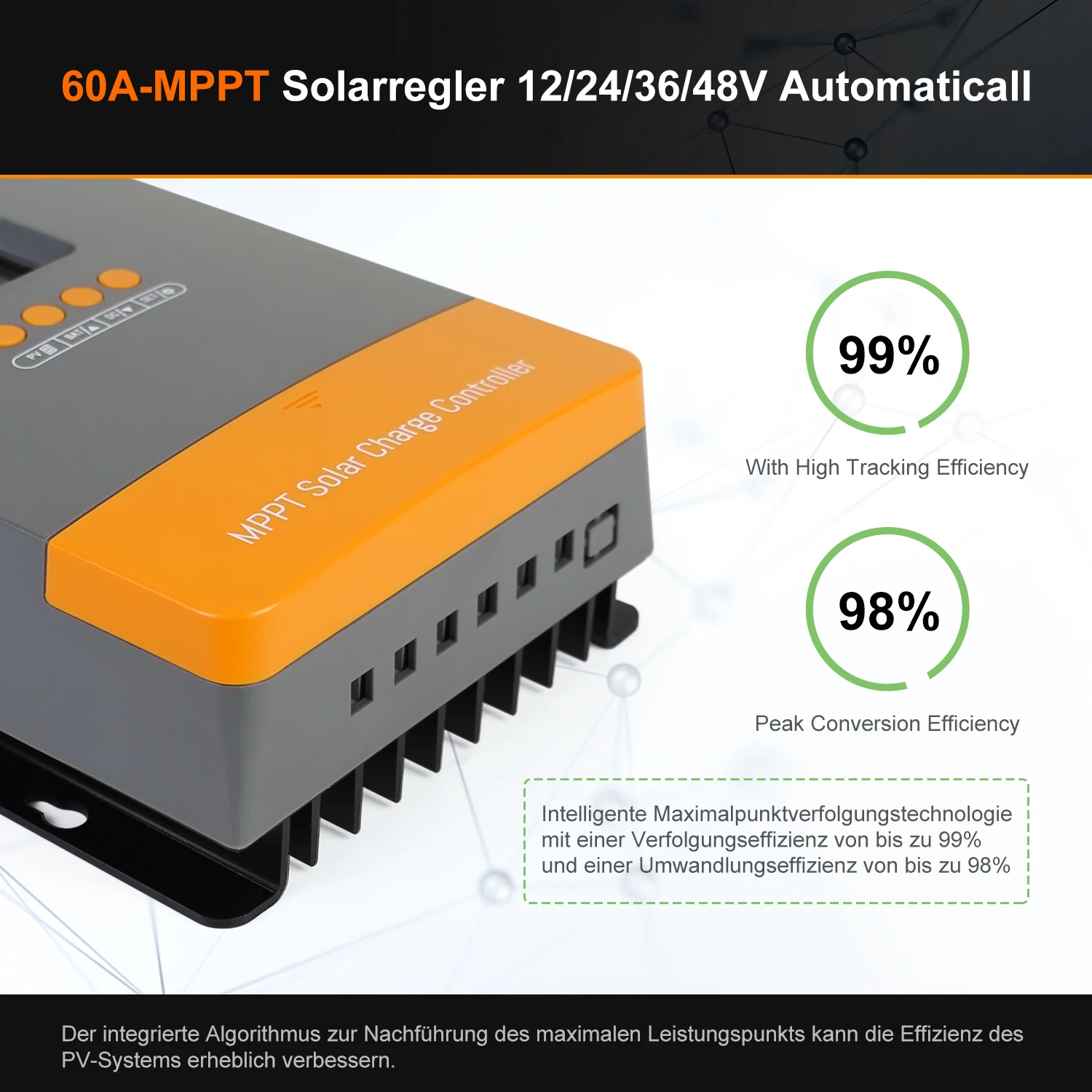 PowMr 12-48V 60A MPPT regulators solar Max PV Input 150V Solar Charge Controller for Lithium/AGM/Gel Battery
