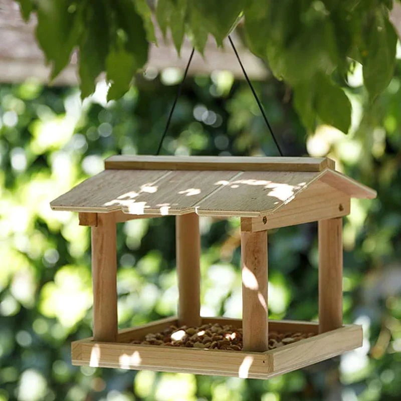 WILDMX Wild Bird Feeder For Farmhouse Decor Wooden Bird House Cedar Birdhouse Hanging Bird Feeder