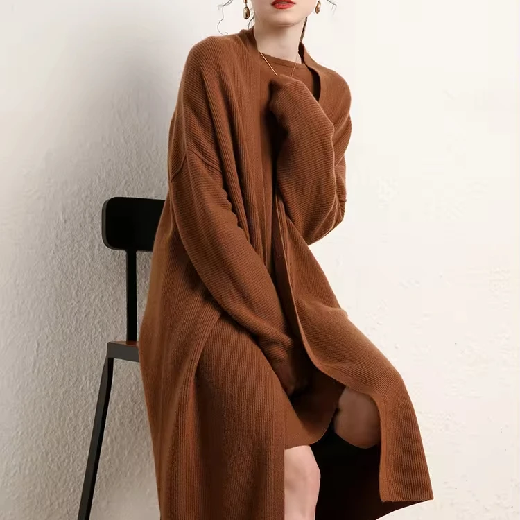 Оптовая продажа кашемировый кардиган на заказ Женский Повседневный весенний длинный шерстяной трикотажный