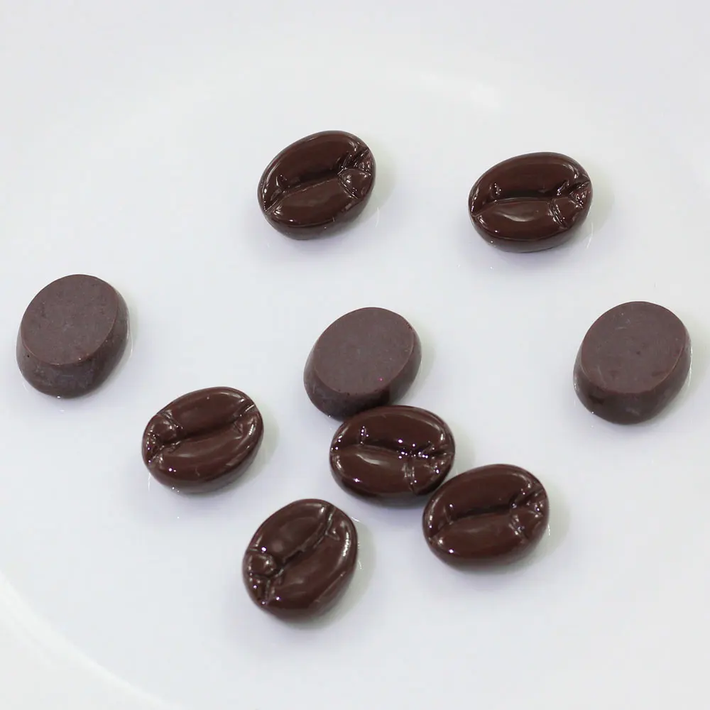 Top Sell  100PCS Tiny Coffee Beans Flat on The Back Resin Flatbacks Miniatures Food DollHouse Coffee Cabochon Slime DIY