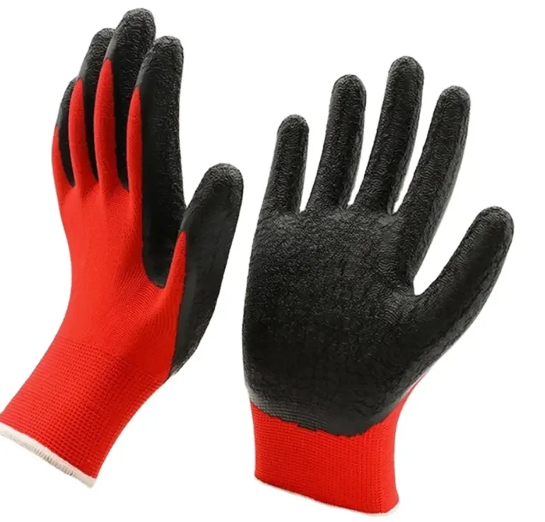 Hot Selling Latex Coated Gloves With 13 G Red Nylon Liner For For Work Construction