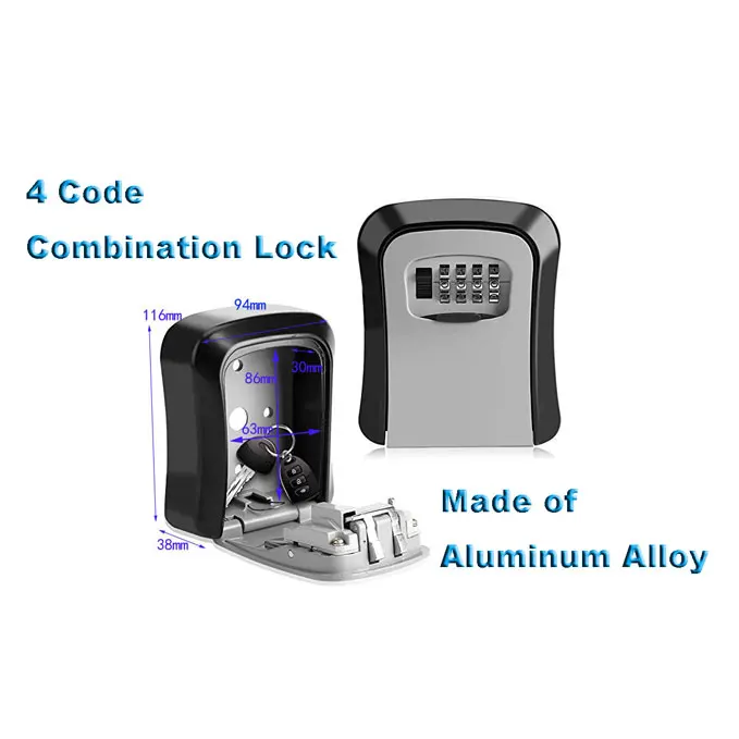 Key storage box with 4 code combination lock safe wall mount key safe