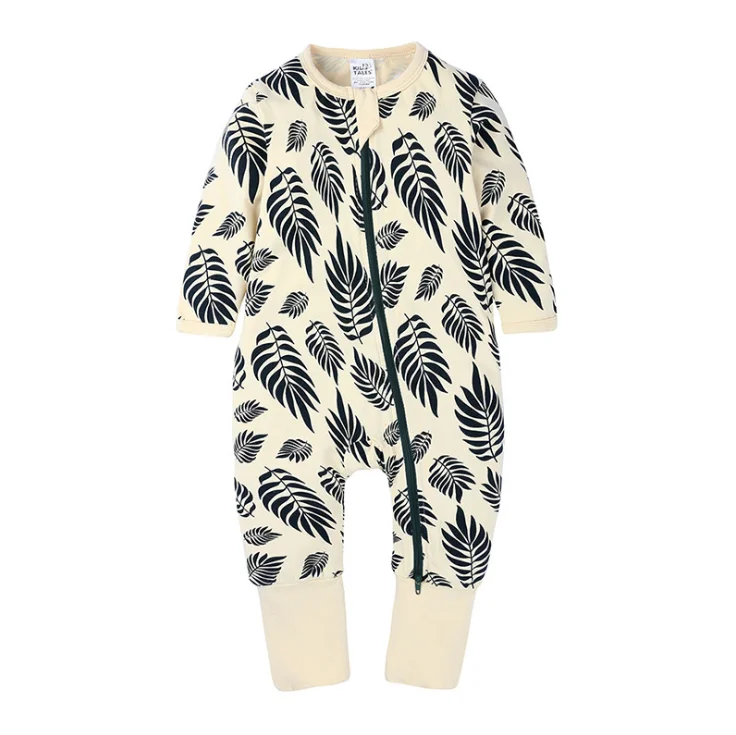 Newborn Baby Double Way Zipper Onesie Jumpsuits Toddler Infant Long Sleeve Rompers Pajamas