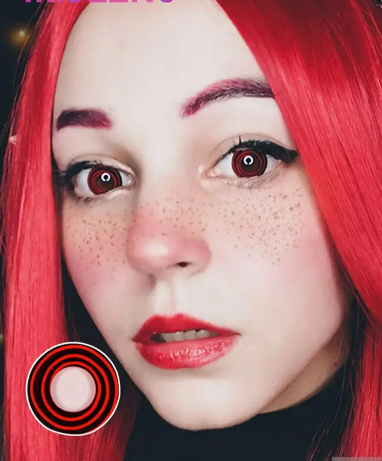 Cosplay Crazy Halloween Yearly Color Lens Spiral D1 Black White Rinnegan Contact Lenses