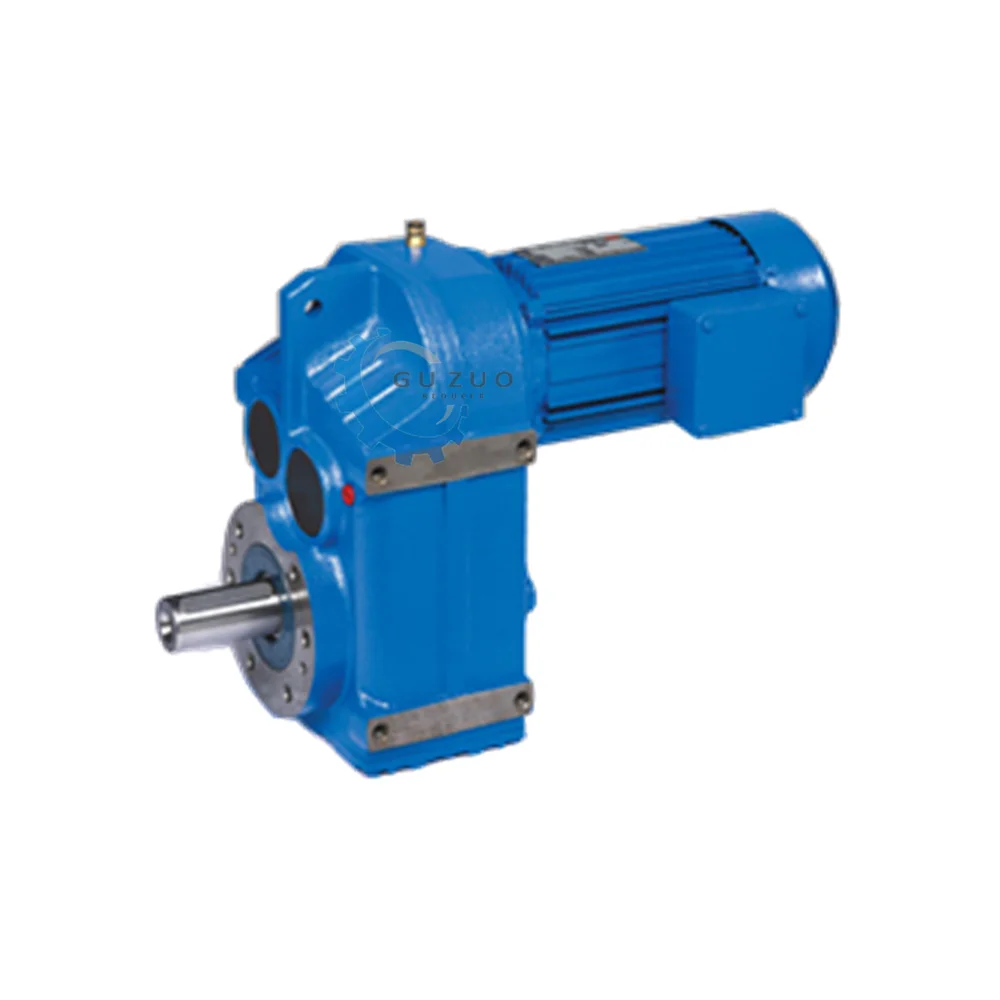 Guzuo Customized F157 Series Parallel Shaft Helical Geared Box Speed Reducer With Inline Torque Arm Transmission Reduction Gearmotor
