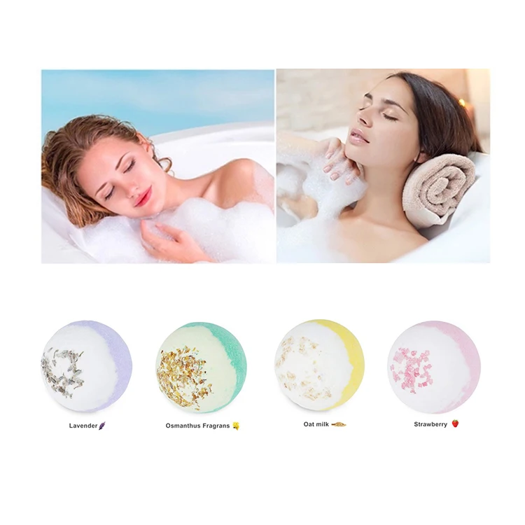 Luxury Organic Rainbow Raw Material Flowers Dried Natural Handmade Bath Suppliers Sensitive Skin Essential Oil Bath Bomb Set