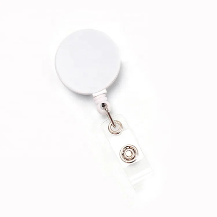 32mm Flat Cover Plastic Retractable Felt Pharmacy Tech Badge Holder Social Worker  Badge Reel Sublimation Wholesale