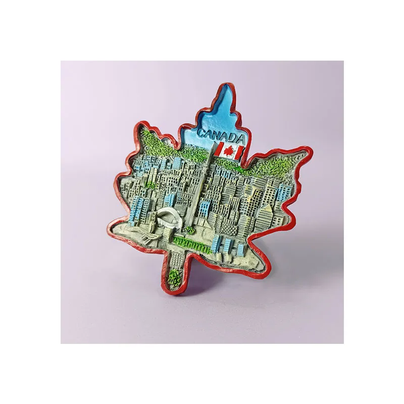 High quality wholesale resin refrigerator magnet custom resin retro maple leaf city tourist souvenir gift canada fridge magnets
