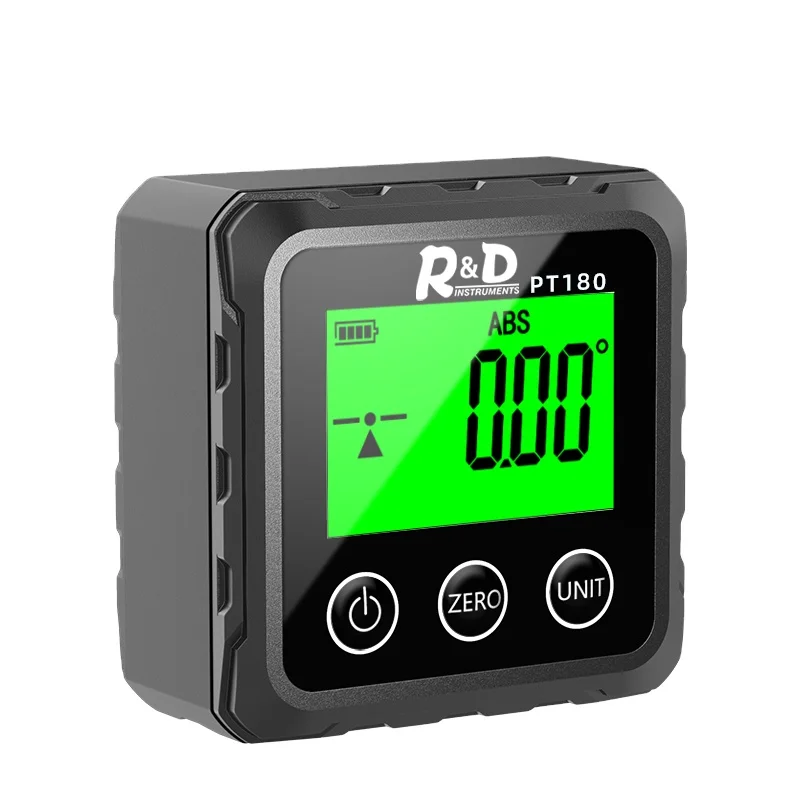 R&D PT180 Electronic Goniometer Measuring Tool Inclinometer Level Box Mini Magnetic Gauge Angle Meter Digital Protractor
