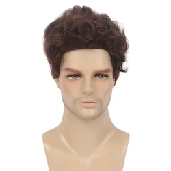 Stfantasy Curly Short men wig Layered Natural Wave Synthetic Hair mens wigs Brown Wig for male