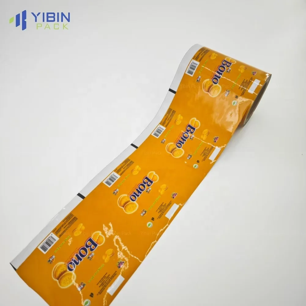Custom Printing Food Grade Laminated Plastic Foil Packaging Film Roll Snack Cookies Biscuit Packaging Film